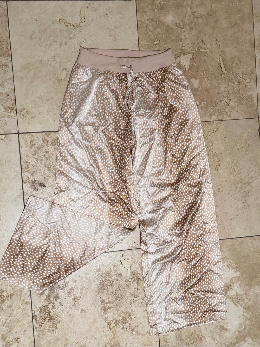 Silky Taupe Polka Dot Lounge Pants